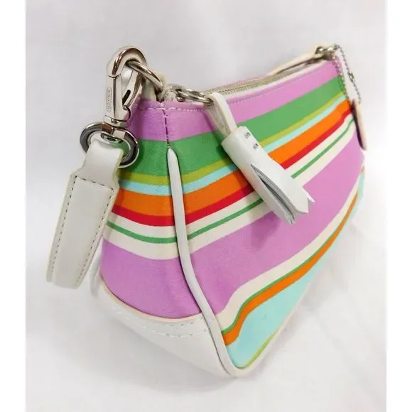 Vintage Coach Y2k Hampton Stripe Multi-Color Mini Baguette Shoulder Bag - Picture 5 of 11